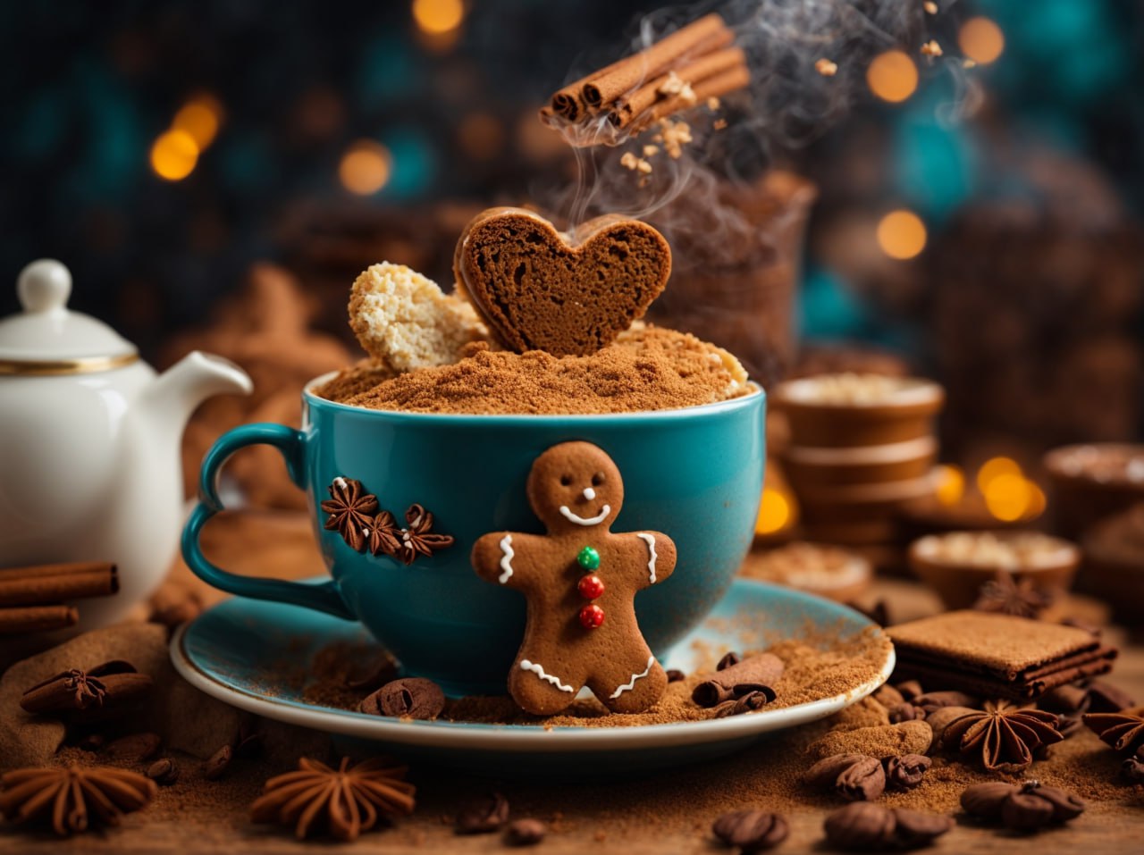Пряники в чашке с какао